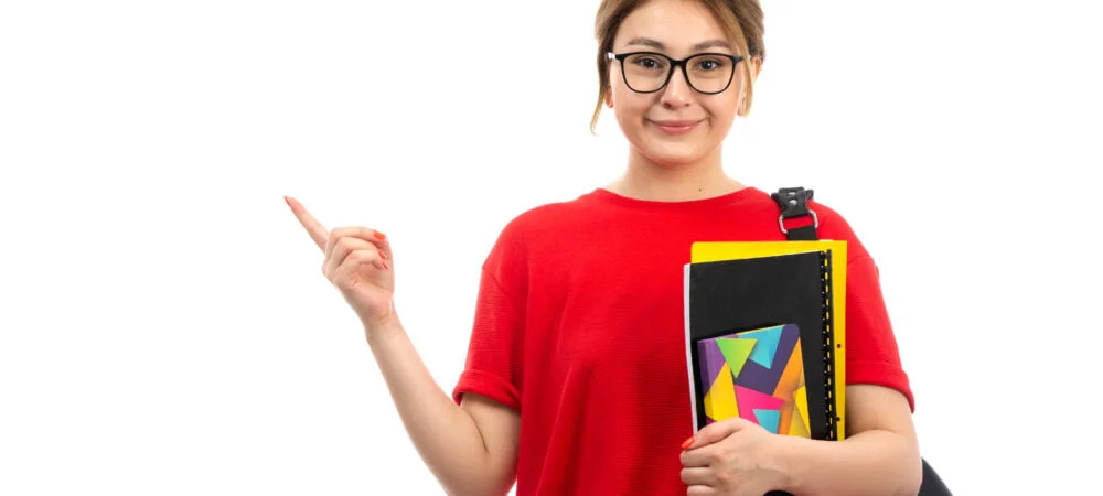 front-view-young-beautiful-lady-red-t-shirt-black-jeans-holding-different-copybooks-files-smiling-with-bag-white-1000x450